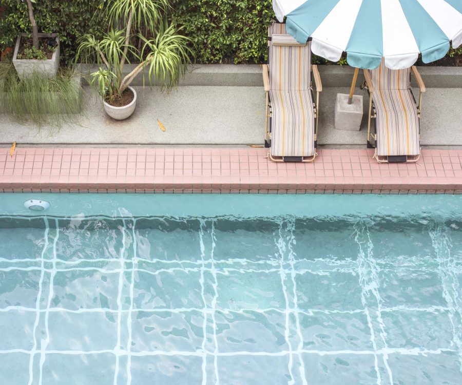 Swimming pool in summer time